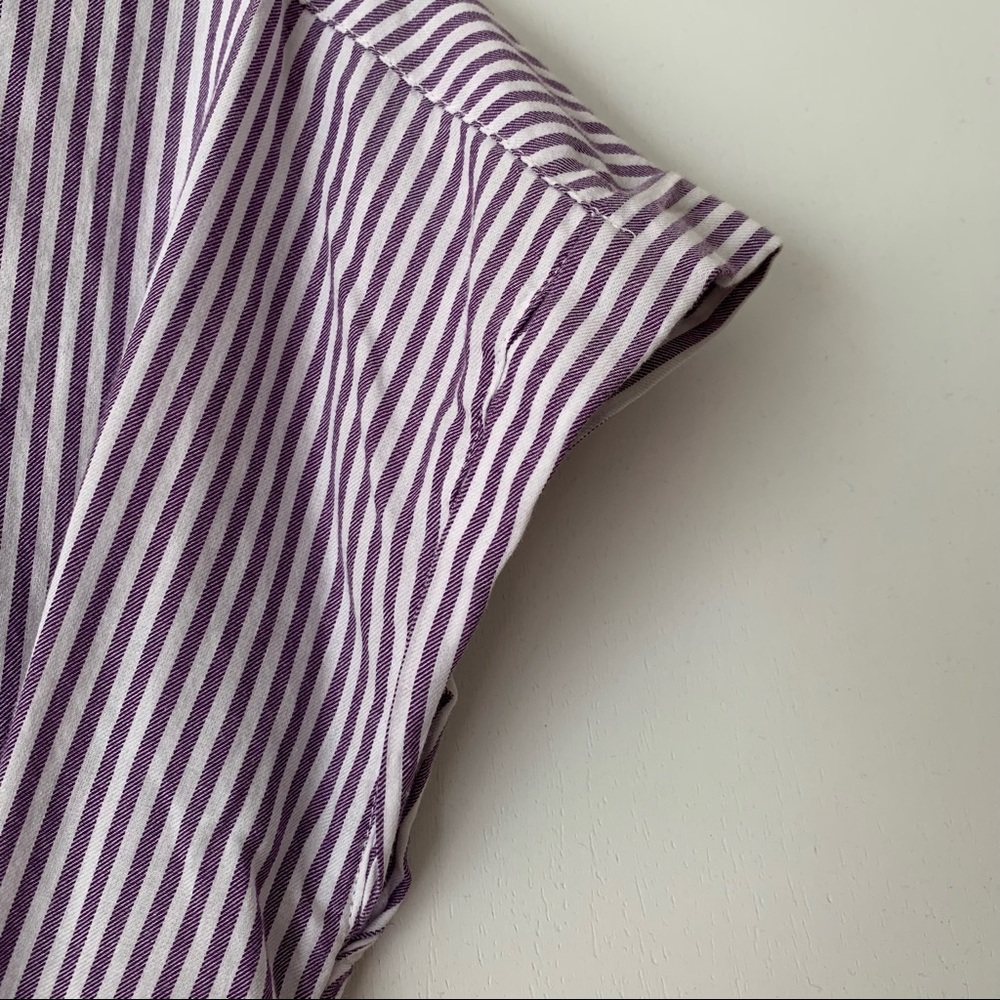 NWT Old Navy Purple and White Stripe Cap Sleeve Burton up shirt - Picture 6 of 9